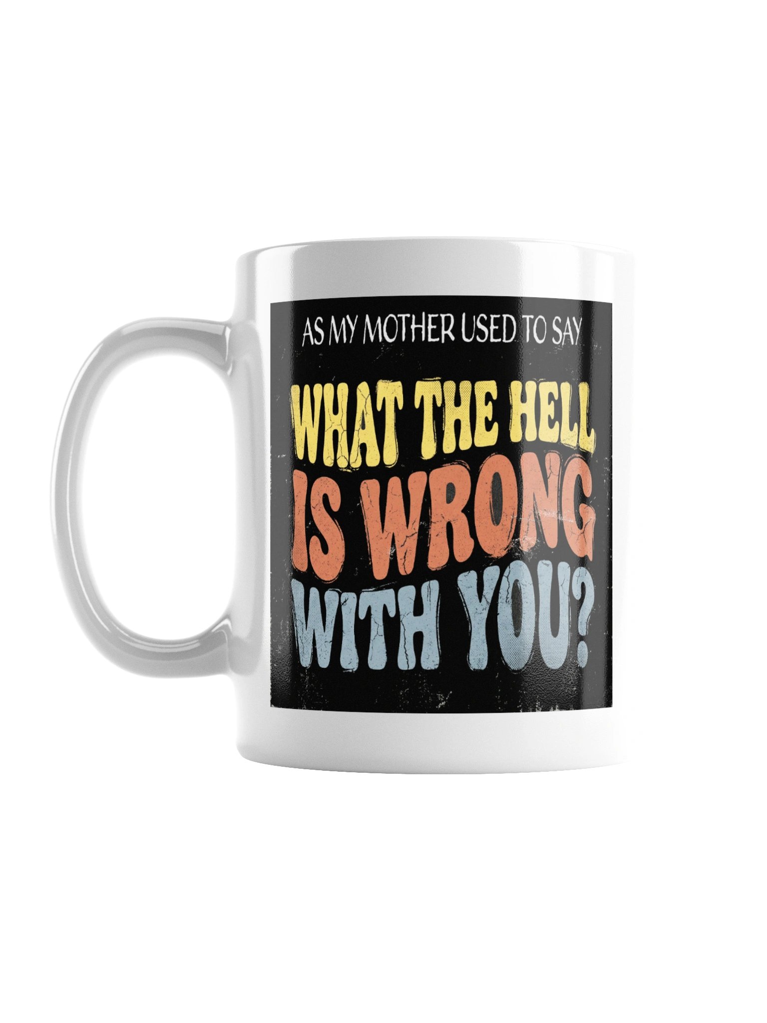 WHAT THE HELL Retro Distressed Ceramic Mug – White product image (1)