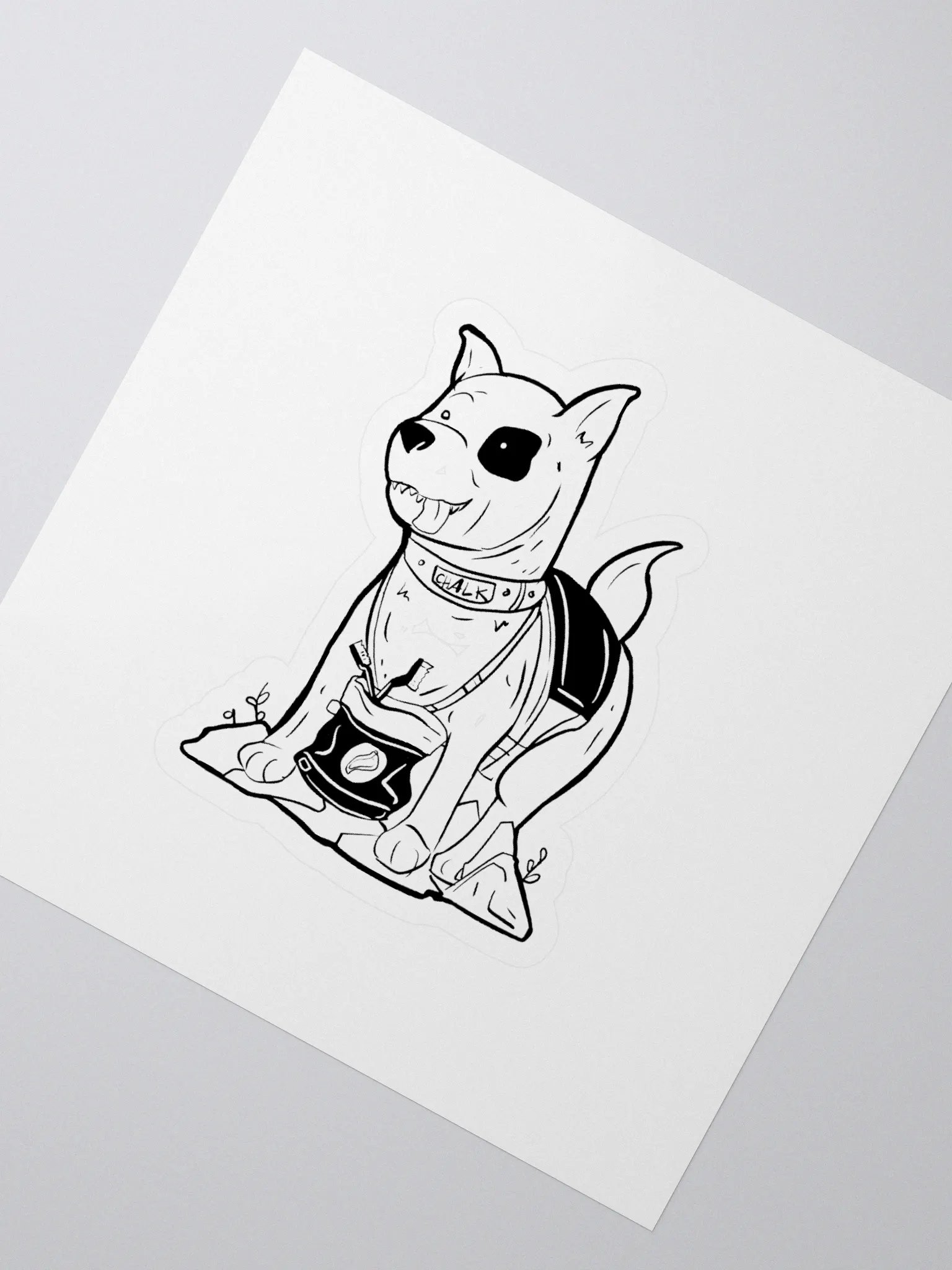 Chalk rock climbing dog sticker product image (2)
