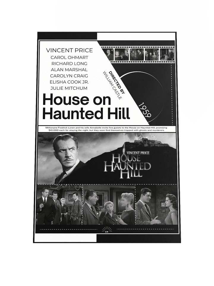 House on Haunted Hill with Vincent Price and Carol Ohmart 1959 | Movie Poster | 12x18 Wall Art product image (1)