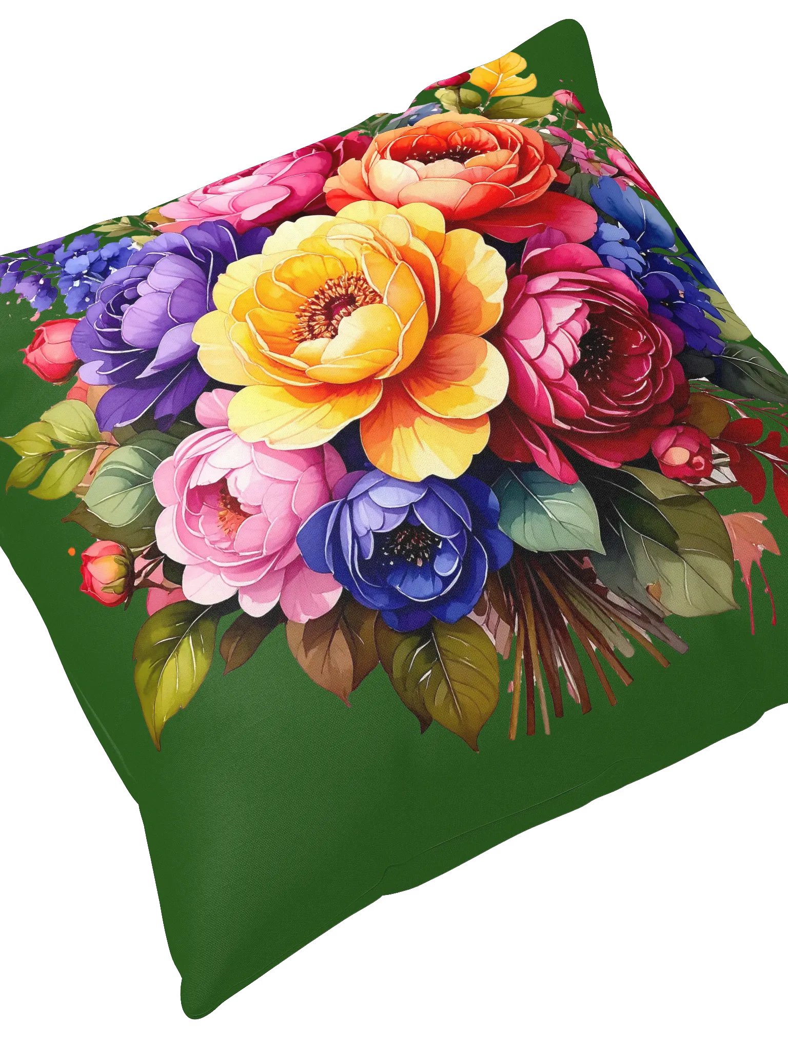 Columbia Road Market Floral All-Over Print Pillow (Green) product image (2)