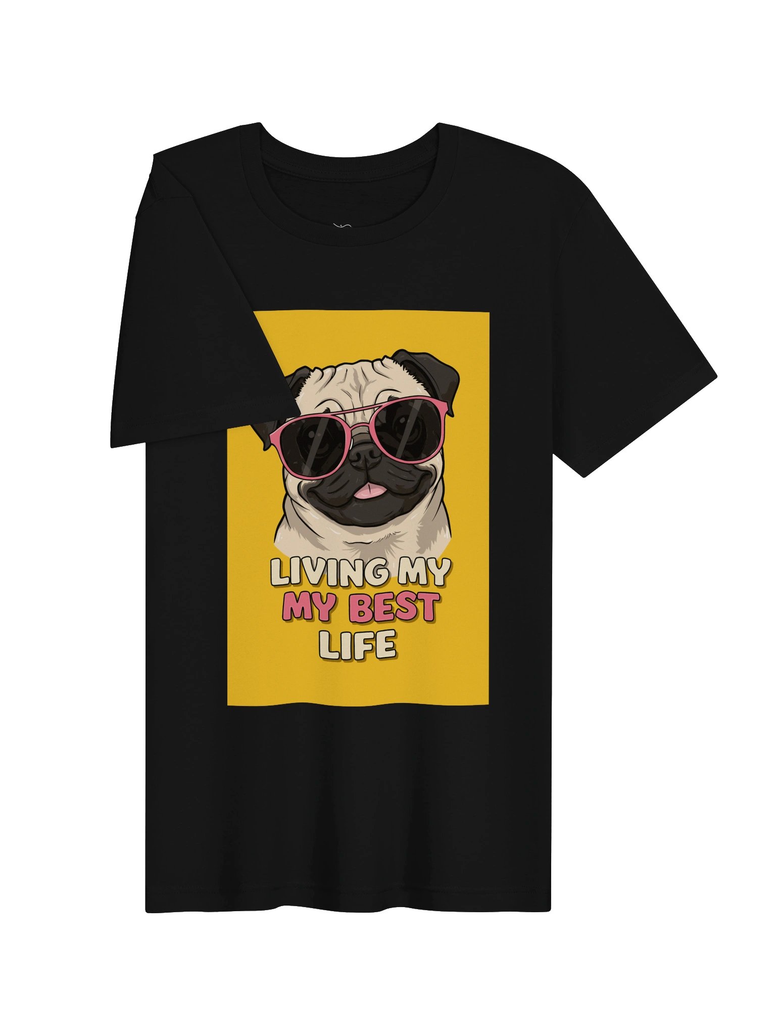 Women’s Pug Living My Best Life T-Shirt – Funny Dog Sunglasses Design product image (4)