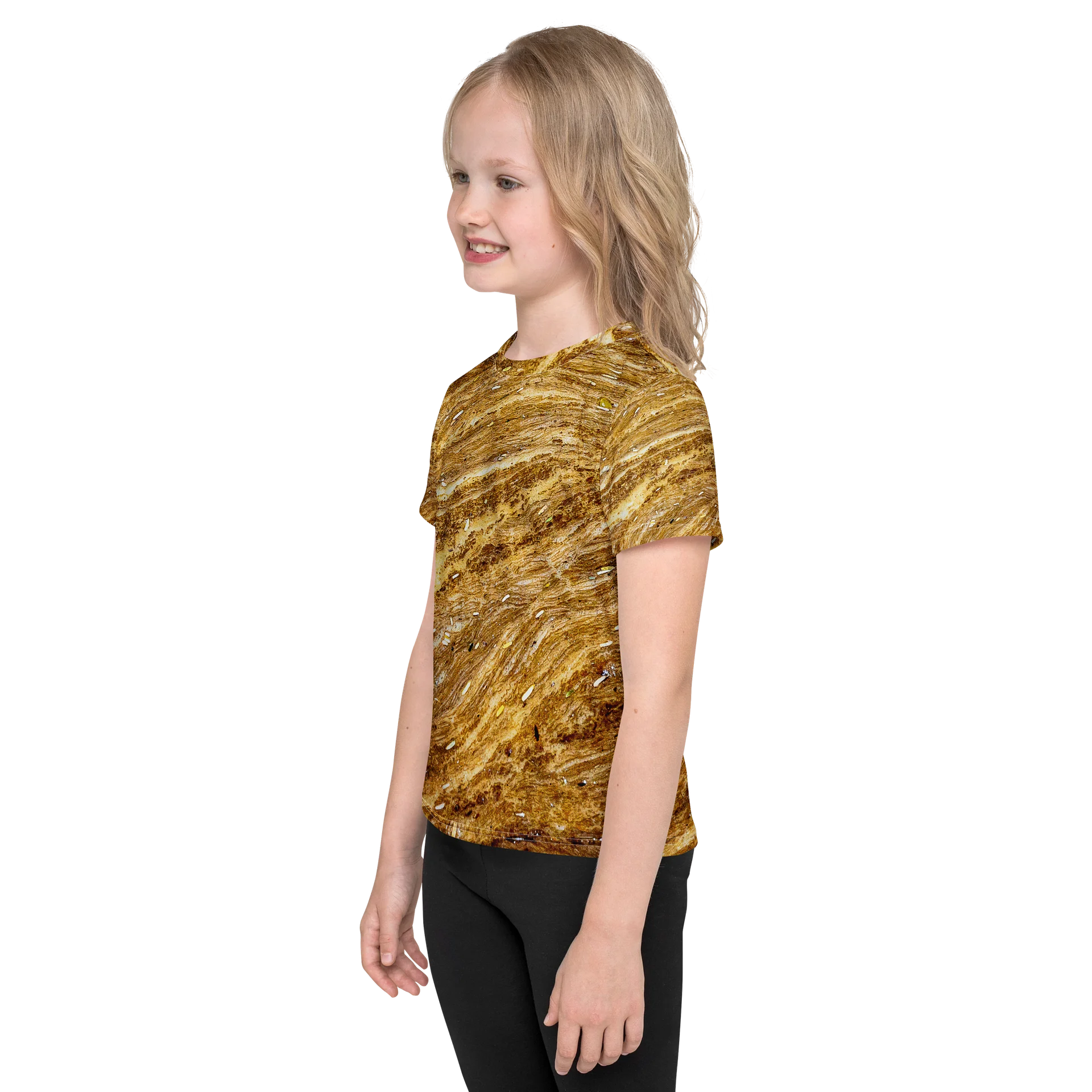 Golden Strata All-Over Print Kids Crew Neck T-Shirt product image (3)