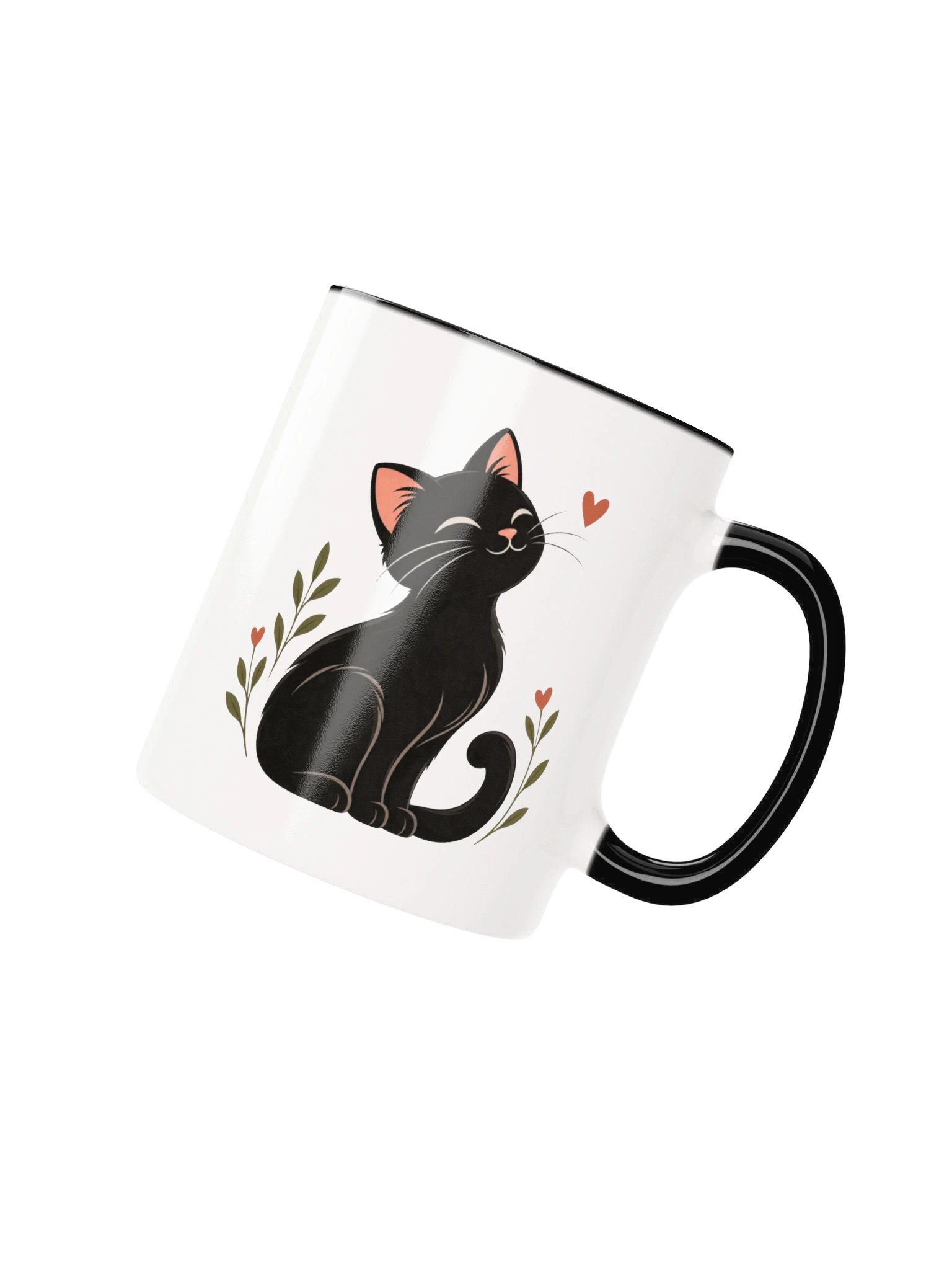 Black Cat Ceramic Mug | Cute Minimalist Cat Coffee Cup & Gift product image (2)
