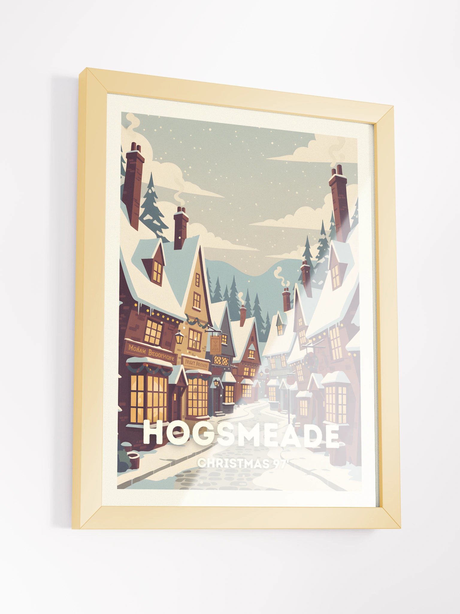 Magical Village Christmas Holliday Festive Vintage Travel Poster product image (3)