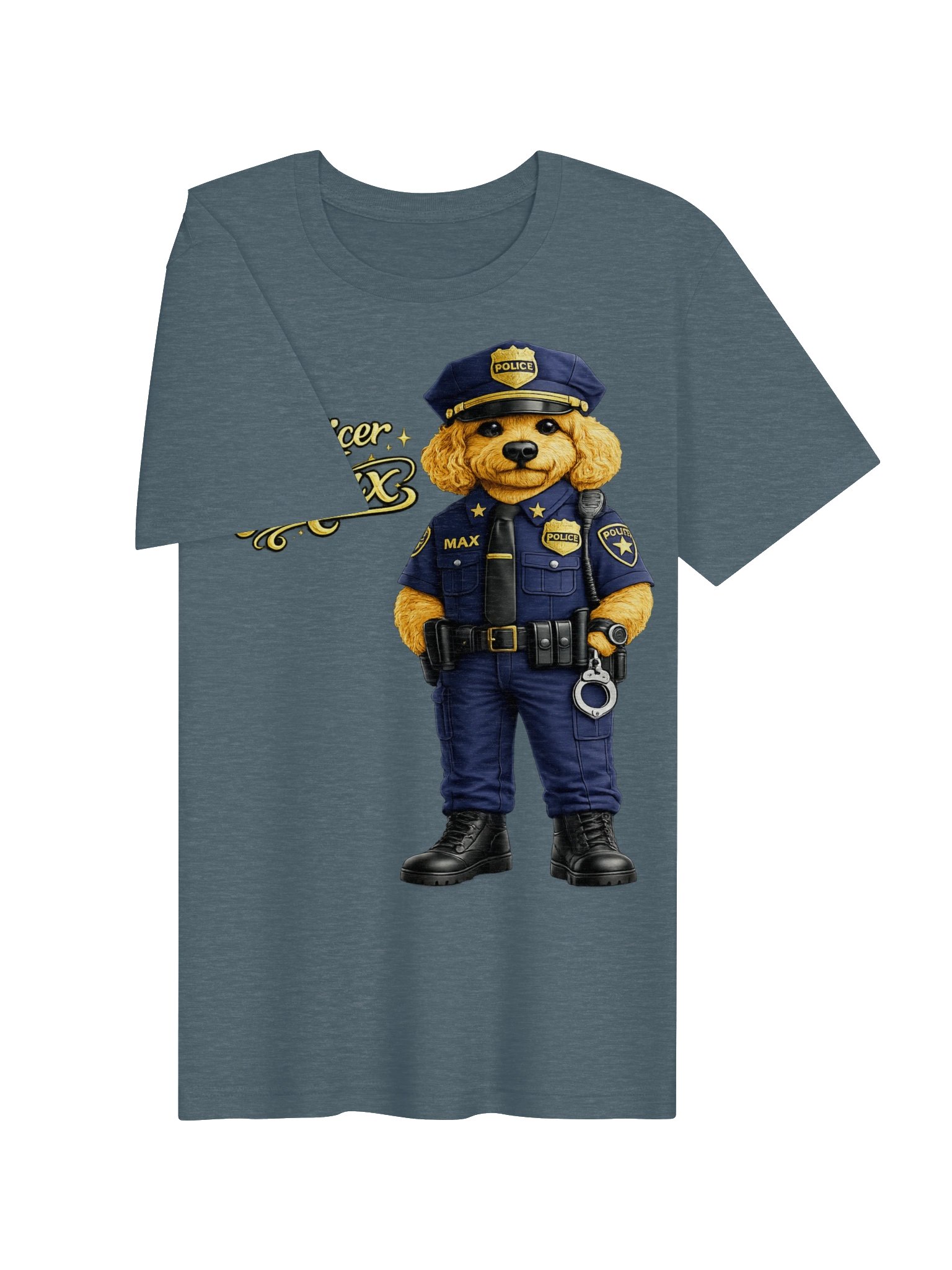 Officer Max Golden Poodle Police Adult Tee product image (25)