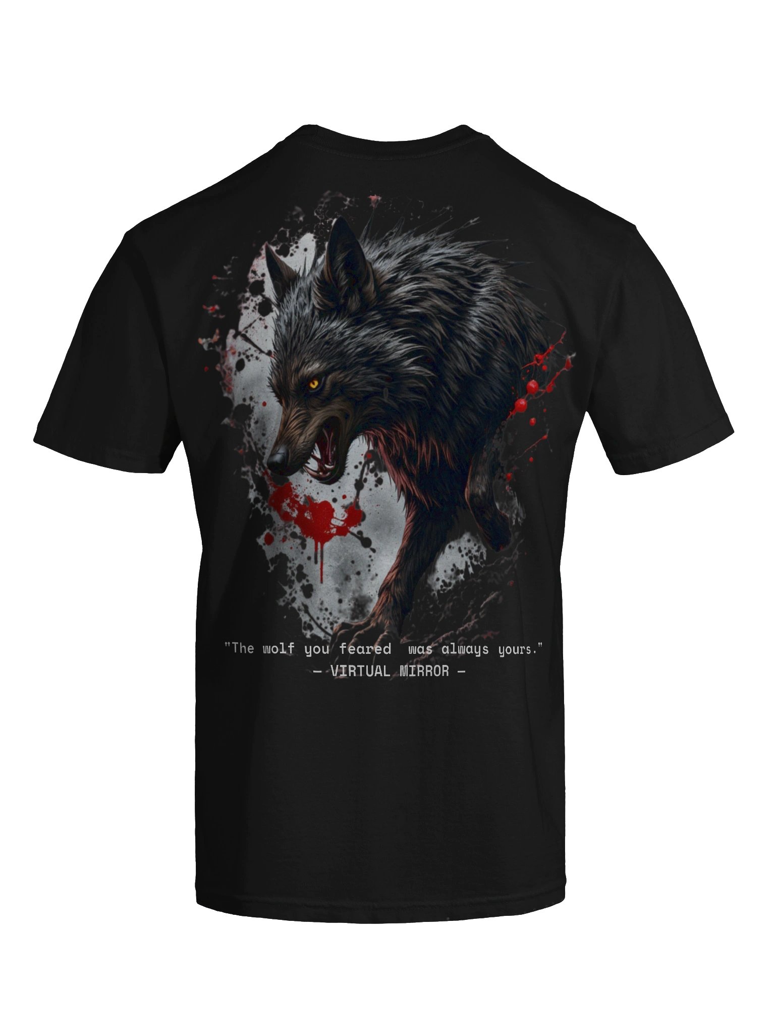 Virtual Mirror — The Wolf Within | Dark Aesthetic Back Print T-Shirt product image (7)