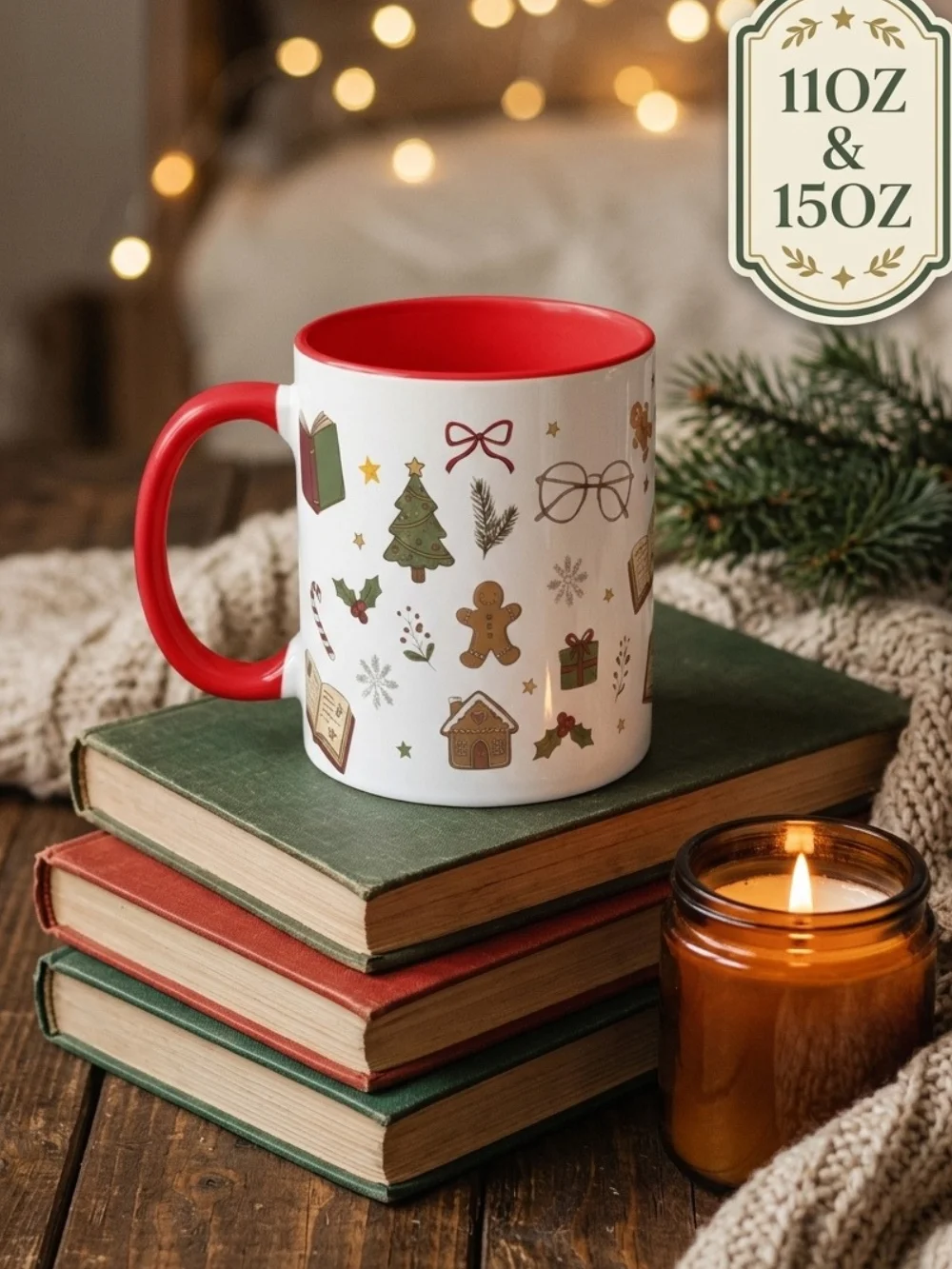 Bookish Christmas Mug – Cozy Gift for Book Lovers & Readers product image (1)