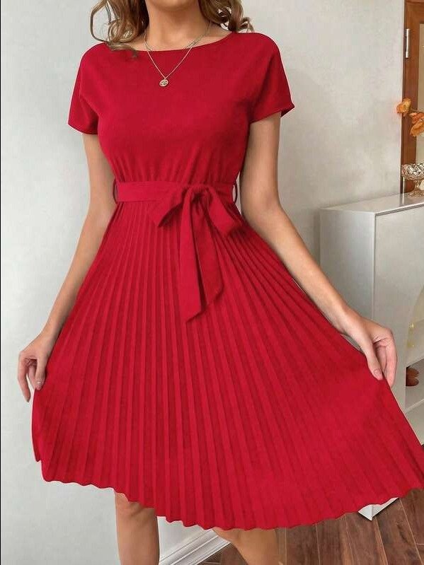 Adlest EMERY ROSE Pleated Hem Self Belted Dress product image (5)