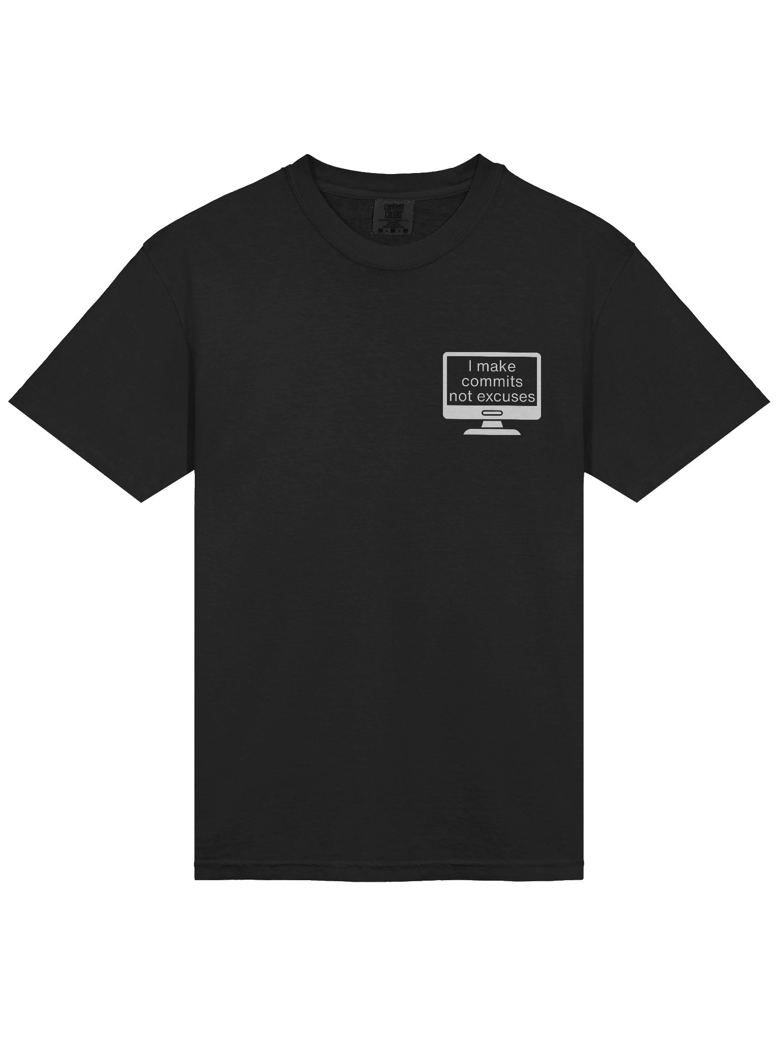 “I Make Commits, Not Excuses” Comfort Colors Heavyweight Tee – Computer Edition product image (3)