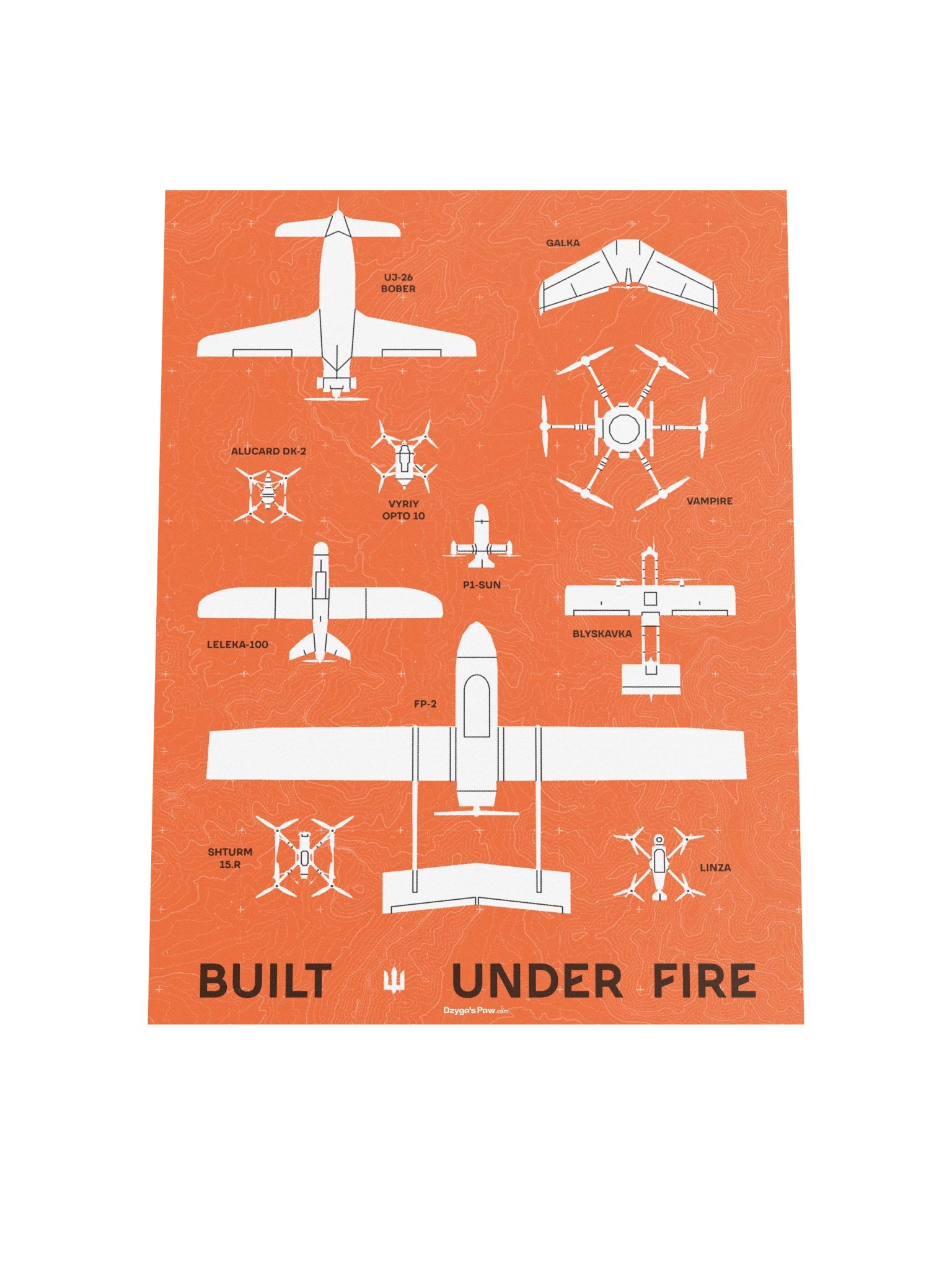 Dzyga's Paw Built Under Fire Poster (12"x16" | Orange) product image (4)