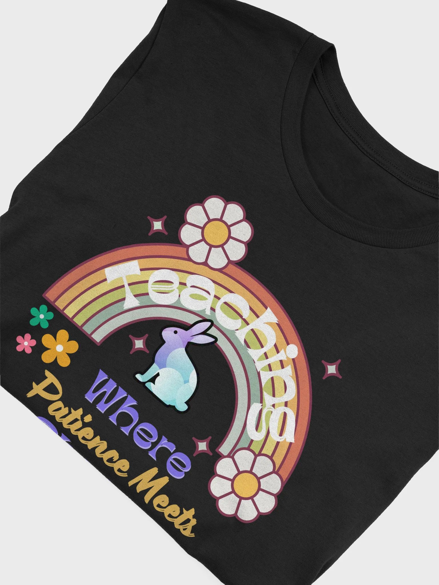 Bunny Teaching Where Patience Meets Chaos, Teachers Bella Canvas T-shirt product image (2)