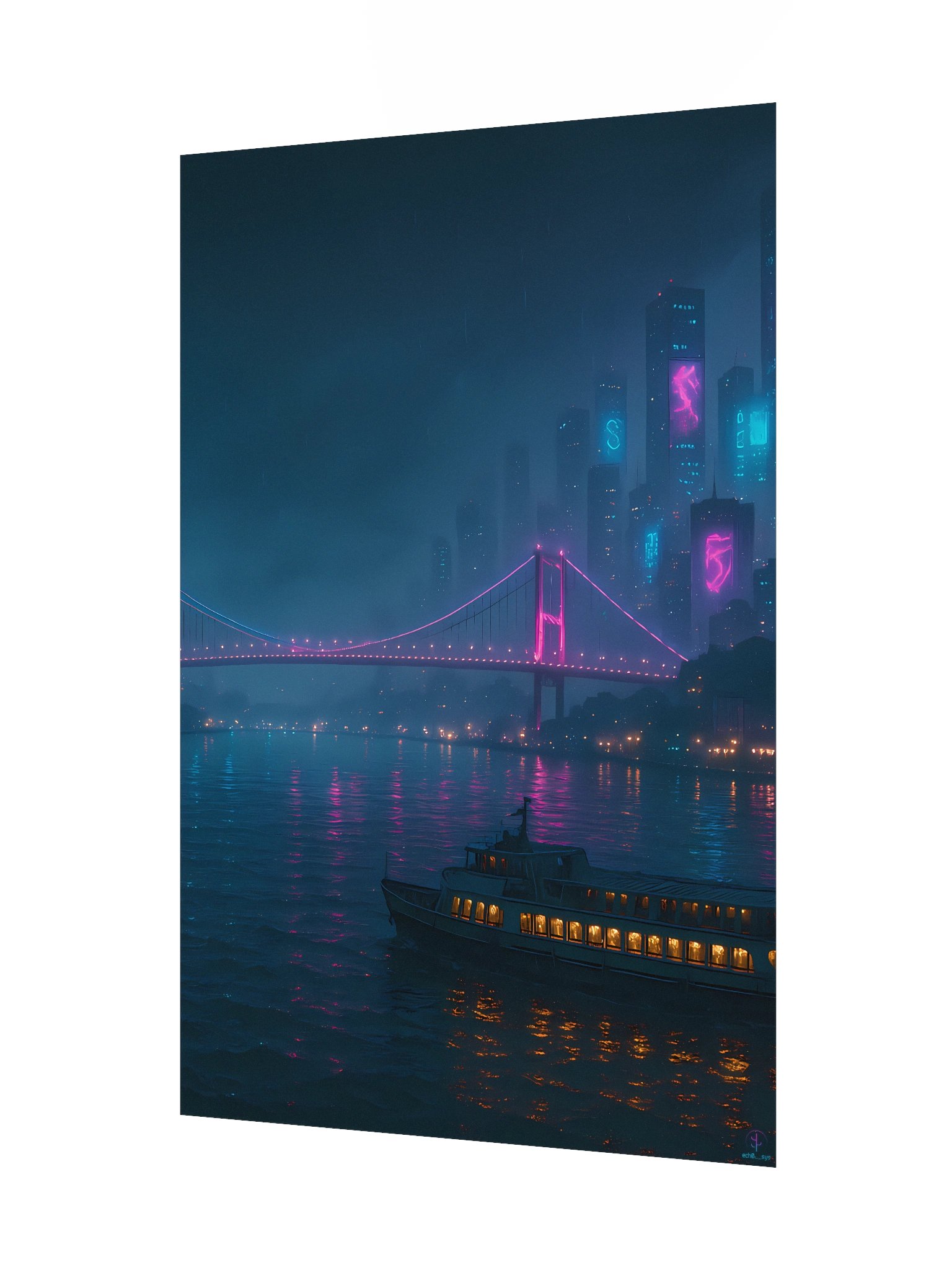 Cyberpunk Istanbul Bosphorus Poster - Neon Cityscape Wall Art (12x18", 20x30", 24x36") product image (3)