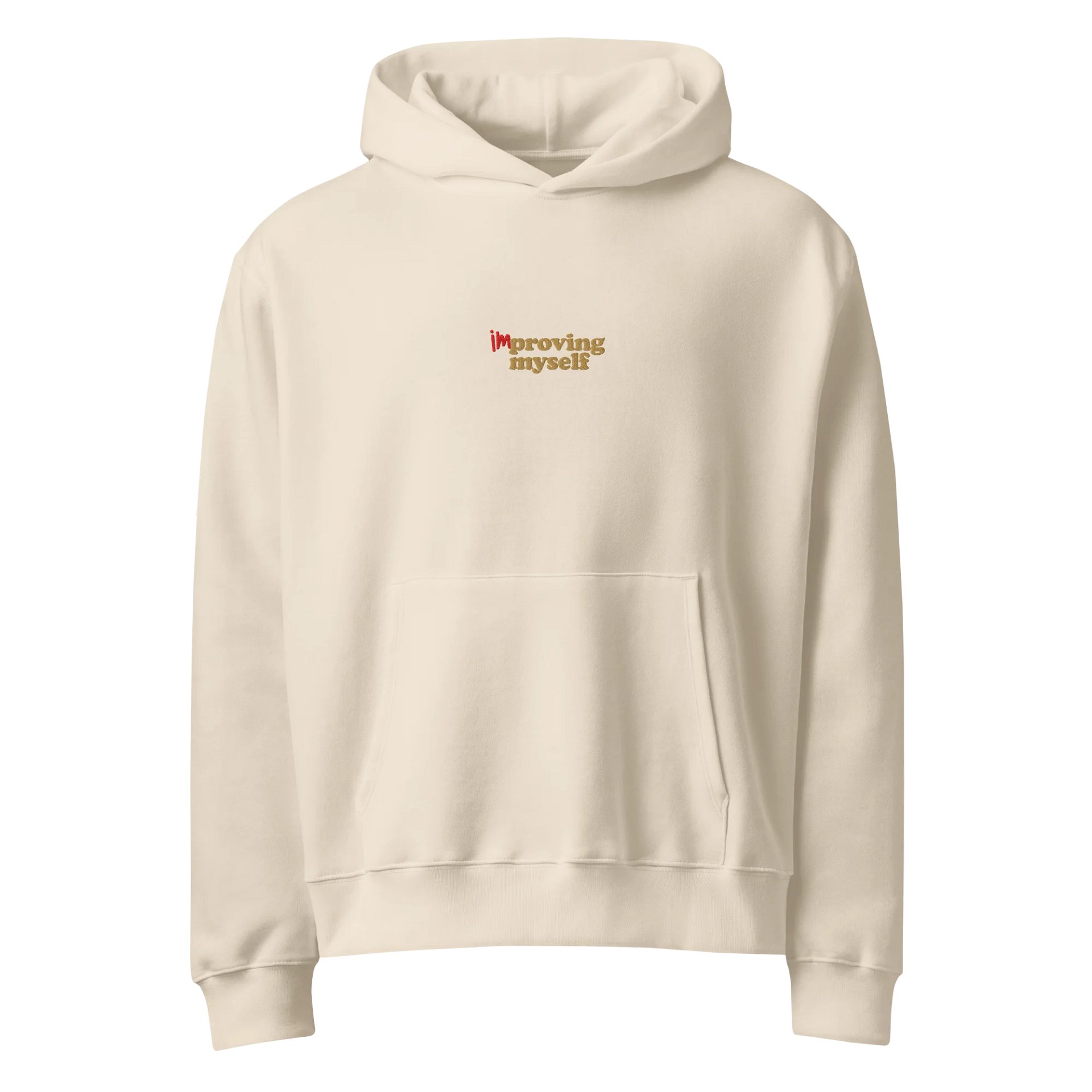 IMproving Myself Embroidered Hoodie (Beige) product image (1)