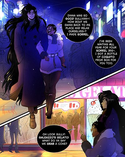 Made it before midnight so here the year long delayed Sullivan and Irie (Sulrie) Christmas Date comic! I have nothing to say ...
