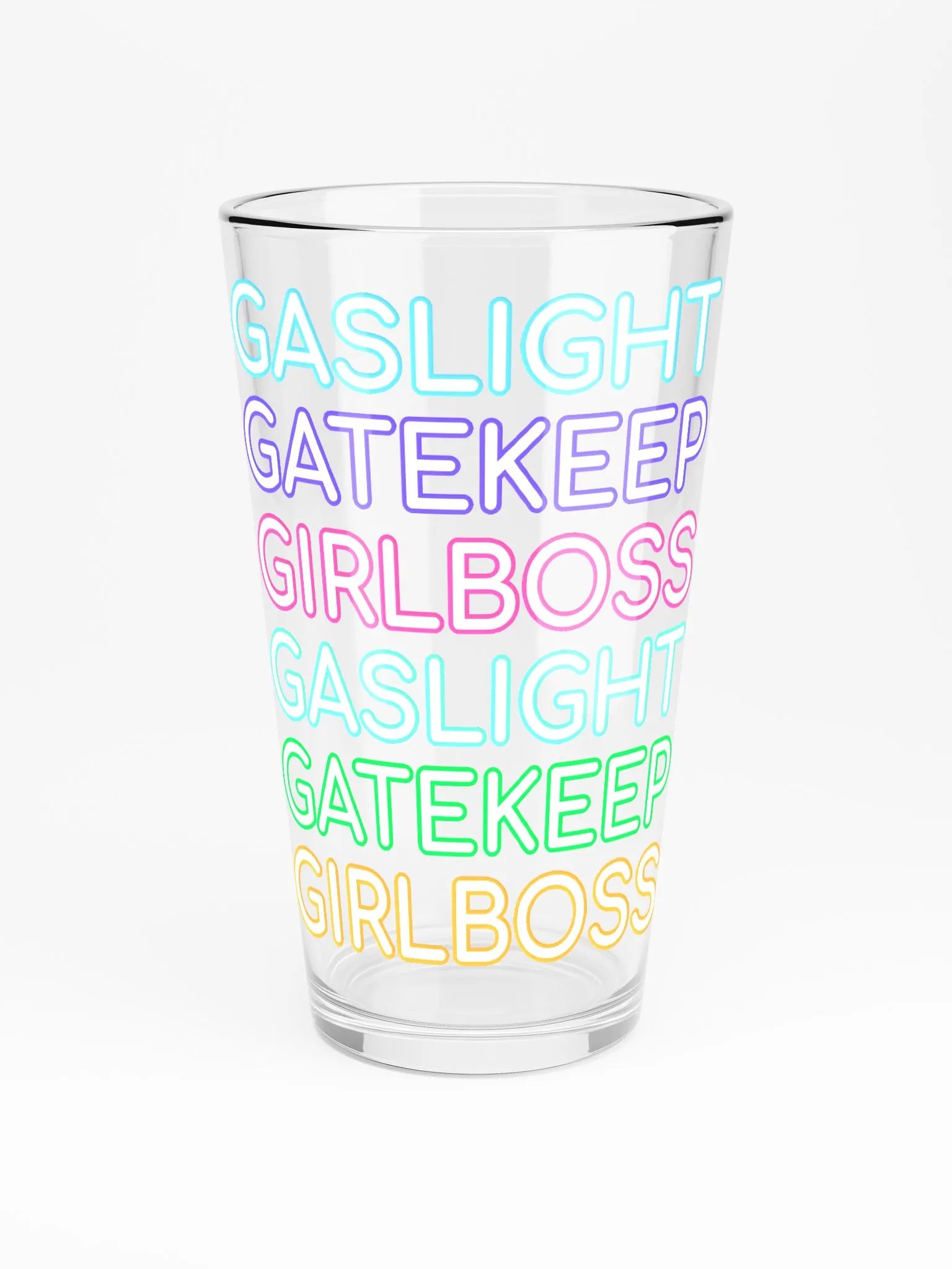 Gaslight Gatekeep Girlboss pint glass product image (1)