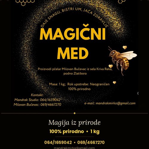 Magični med – magija iz prirode.

100% prirodno, iz sela Kriva Reka, podno Zlatibora.

Za porudžbine i informacije:
064/16590...