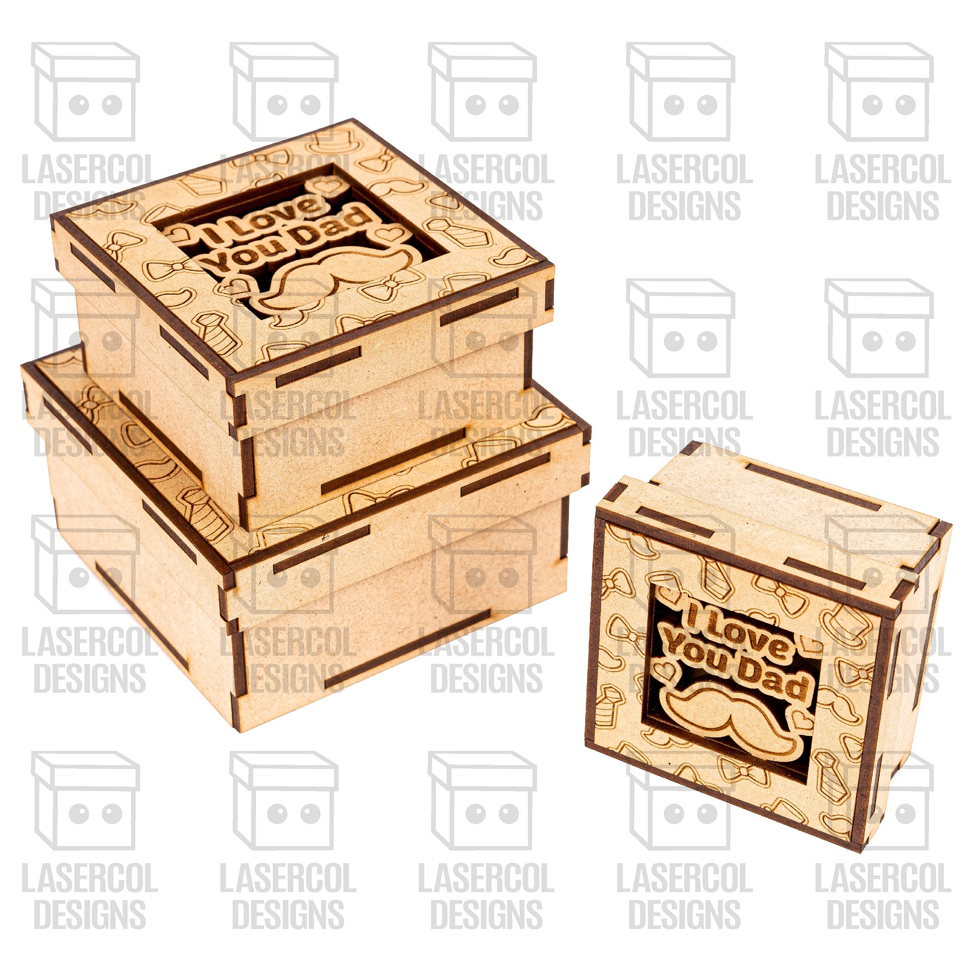 Free Laser File (MAY) - Father's Day Gift Boxes Set 1 (3 Sizes, 5 Styles) product image (7)