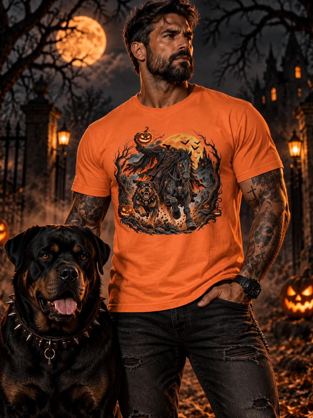 Headless Horseman & Hound Halloween Tee product image (1)