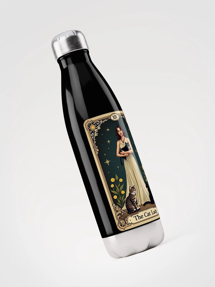 The Cat Lady Stainless Steel Water Bottle - Mystical Tarot Design product image (2)