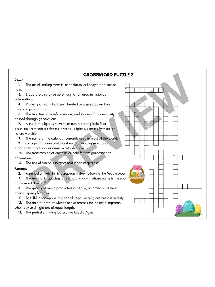 Easter Puzzle Activities Wordsearch Crossword Middle High School 6th 7th 8th 9th 10th Grade product image (2)