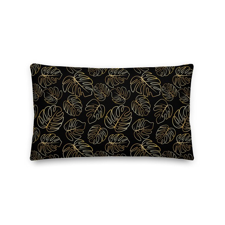 Golden Monstera Leaves Premium Pillow for Home Decor product image (2)