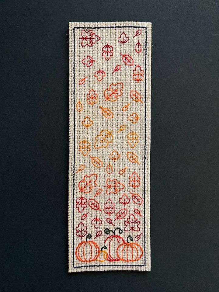 Falling Leaves Bookmark • Blackwork Cross Stitch Pattern • PDF Digital Download product image (2)