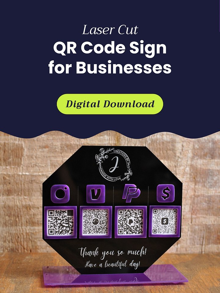 DIY QR Code Sign Template – Laser Cut SVG & XCS product image (1)