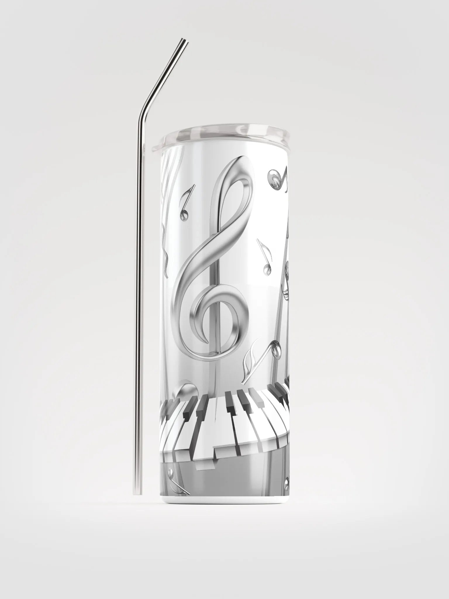 3D Metallic Music Notes with Keyboard product image (1)
