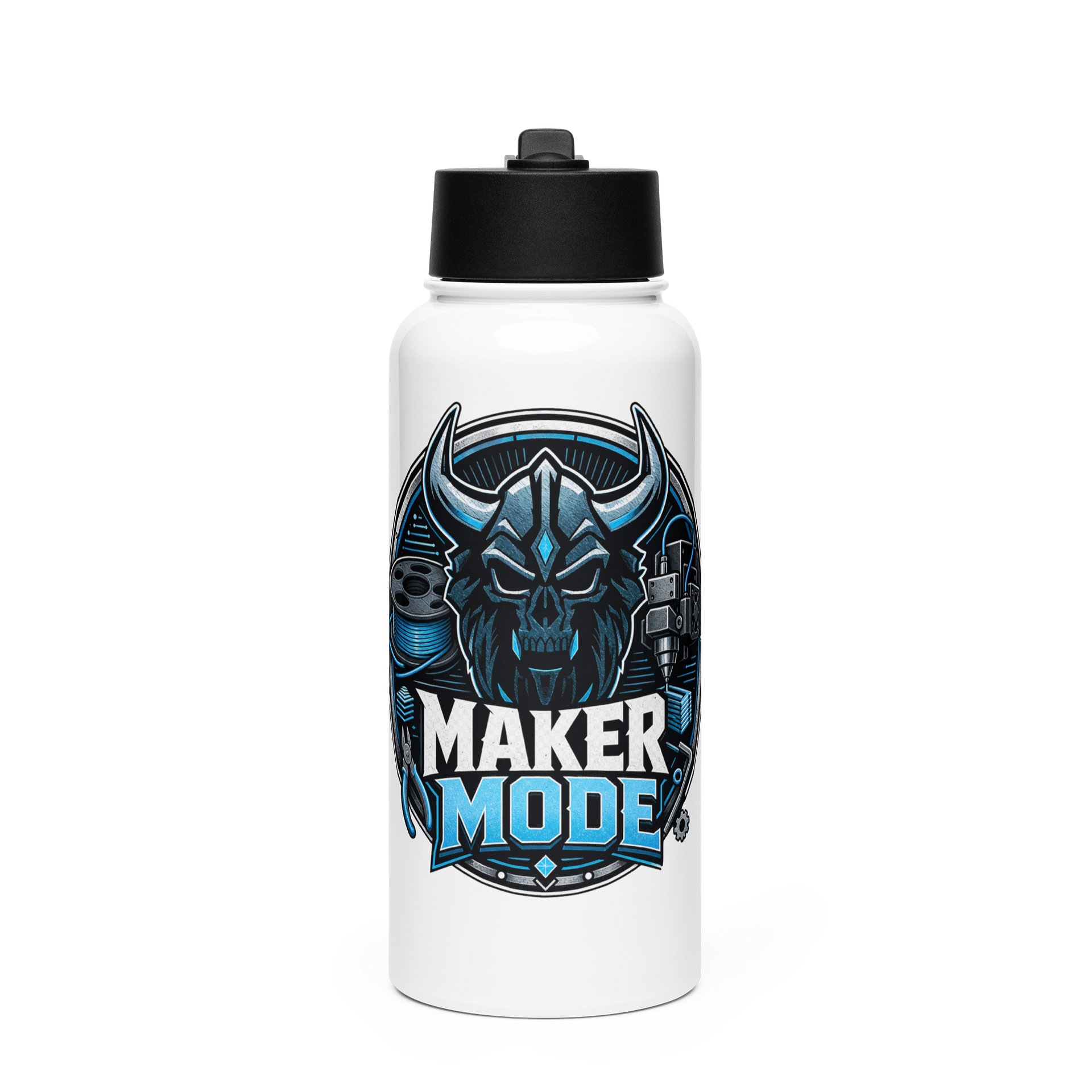 Maker Mode 32oz Water Bottle — Horned Skull Emblem product image (1)
