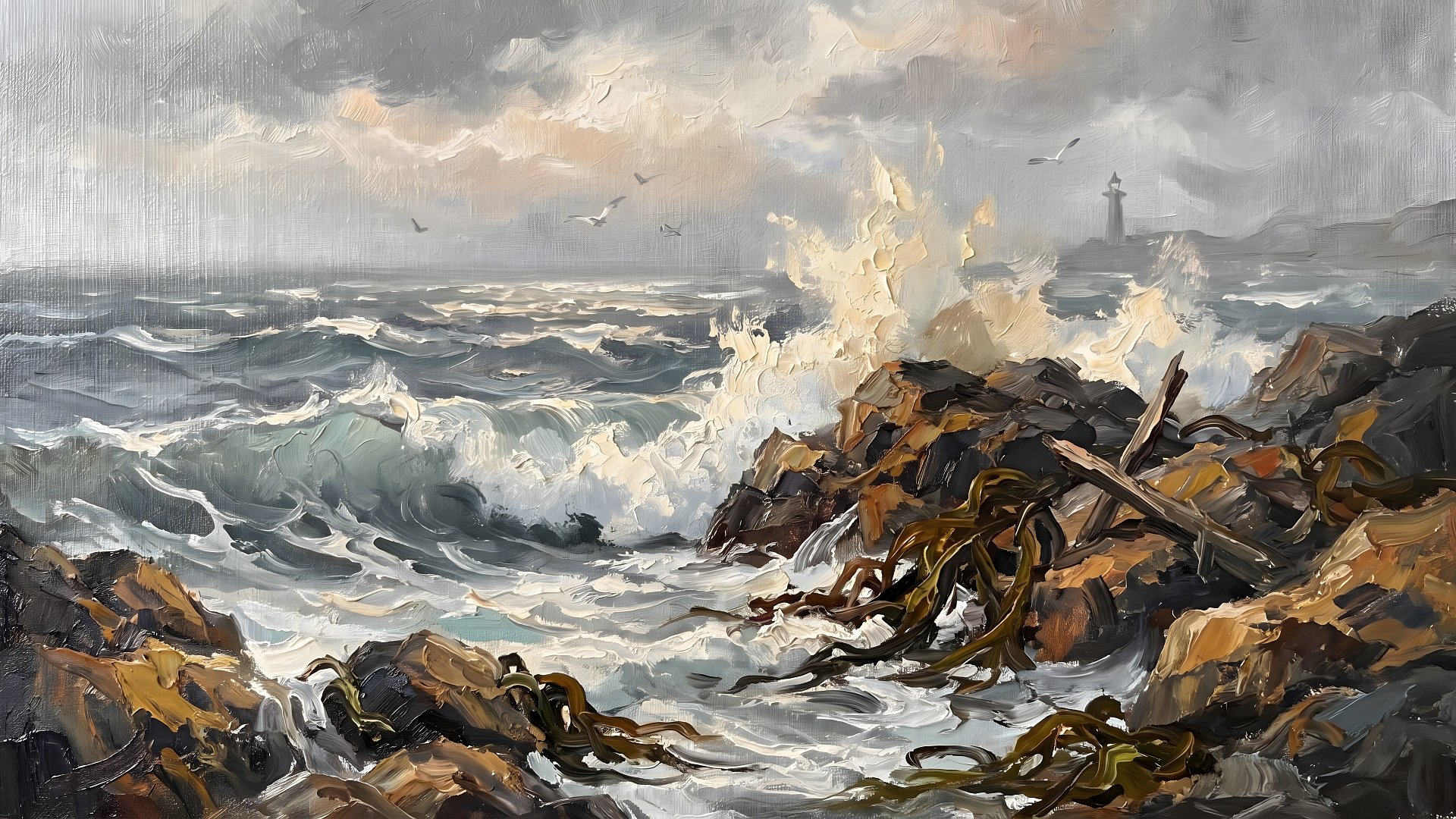 Rare Watercolor Coastal Wall Art Bundle of 3 – Driftwood Shore, Birds in Salt Marsh & Waves Crashing on Rocks, Fine Detail Nautical Print product image (4)