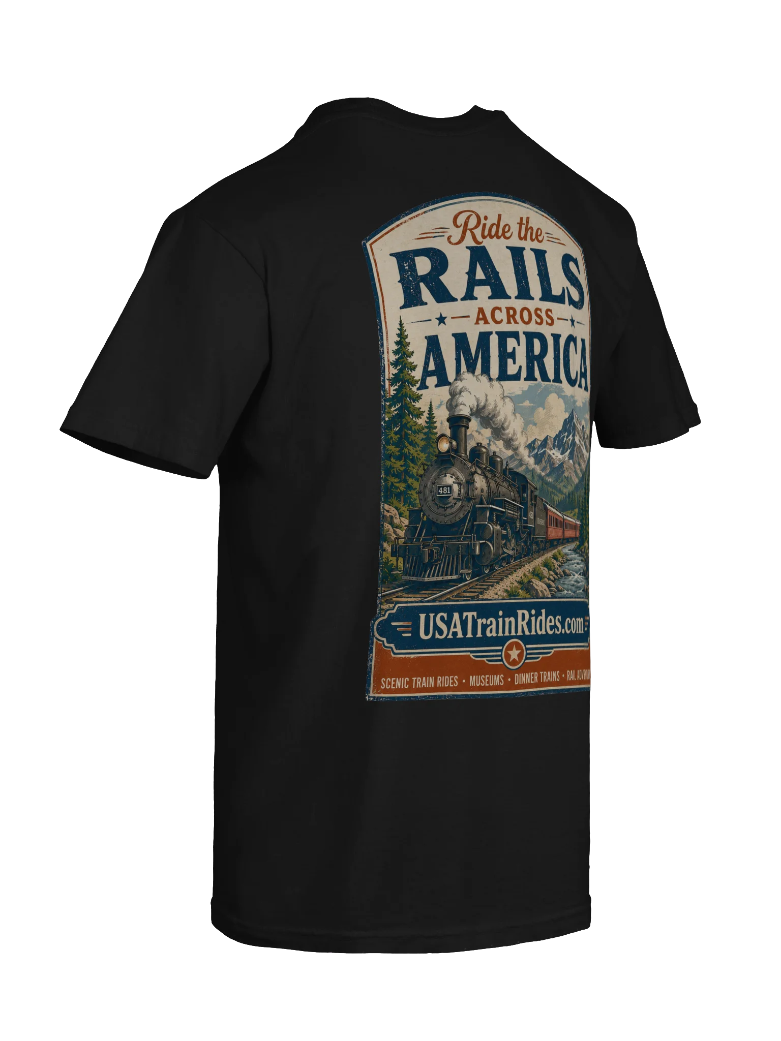 USA Train Rides Rid the Rails Across America Adult T-Shirt product image (38)