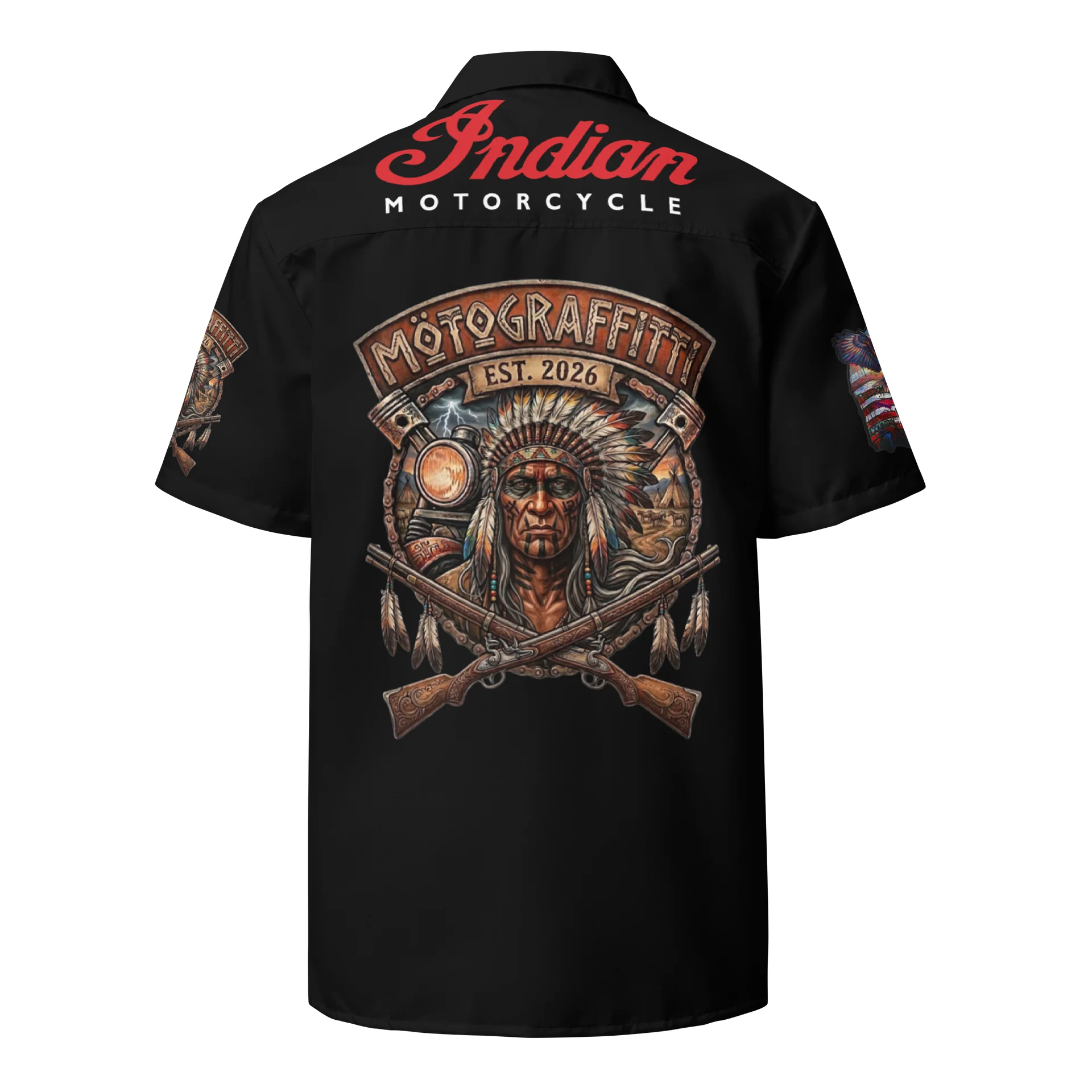 MötoGraffitti Indian Motorcycle Club Shirt Blk product image (2)