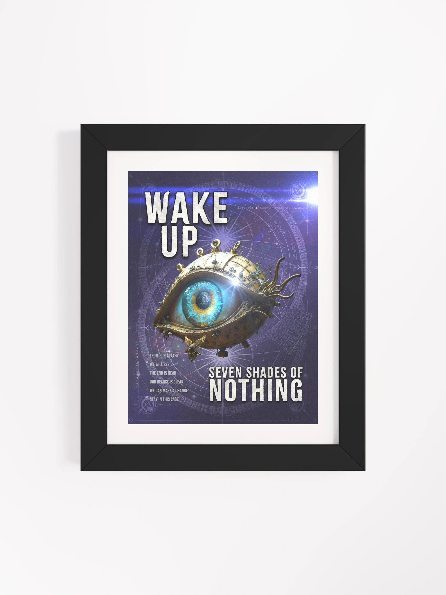 “Wake Up” framed lyric poster – vertical matte print from Seven Shades of Nothing – Framed High-Quality Matte Poster product image (4)