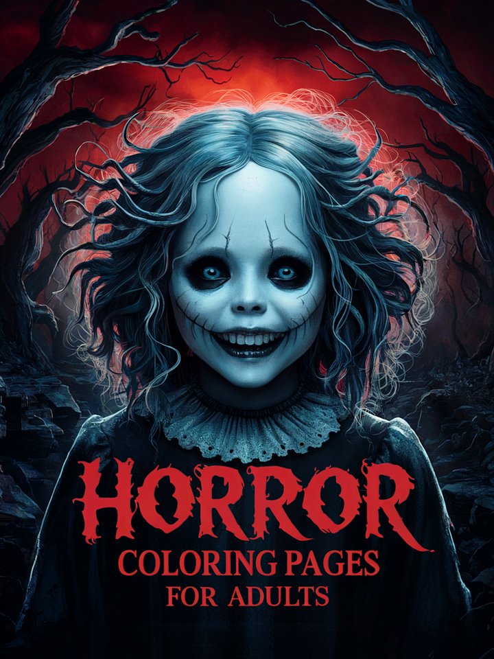 💀 50 Creepy Horror Halloween Coloring Pages for Teens & Adults product image (1)