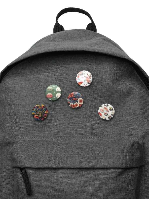 Japanese Art Pin Button Set - 5 Pack Samurai Oni Mochi Sushi Aesthetic Pins product image (6)