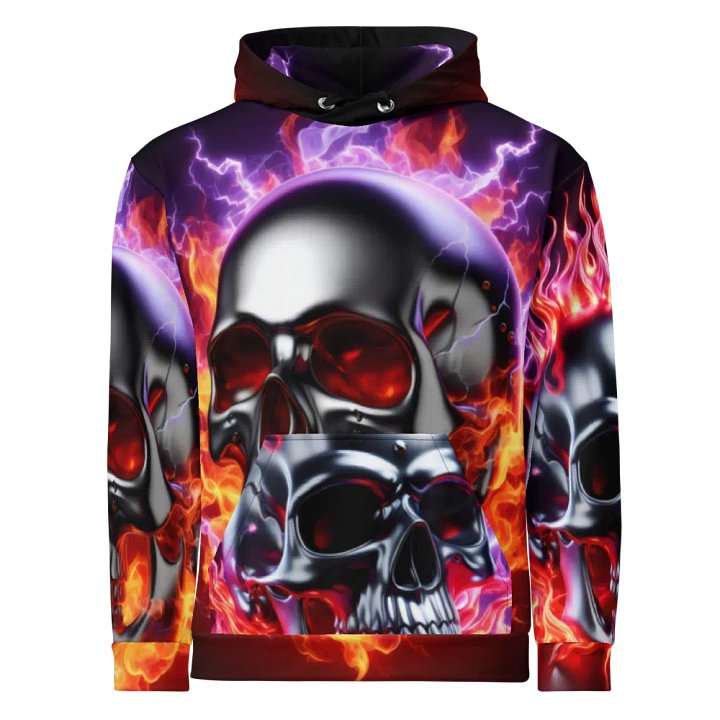 Silver Inferno Fury - Unisex Skull Hoodie #17 product image (1)