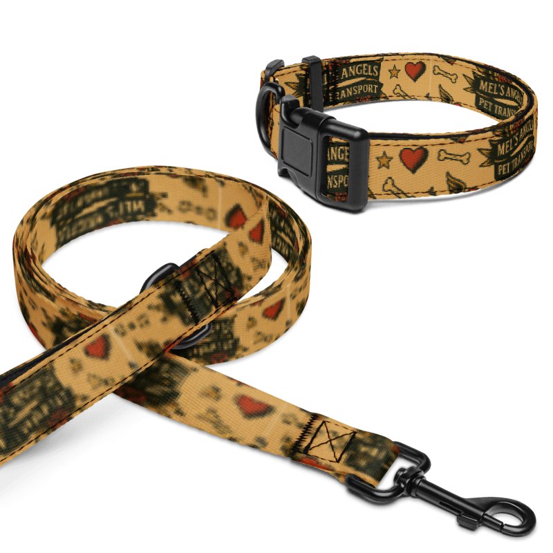 Mels Angels Pet Transport Dog Collar & Leash Set – Vintage Tattoo Flash Biker Style, Adjustable & Durable product image (13)