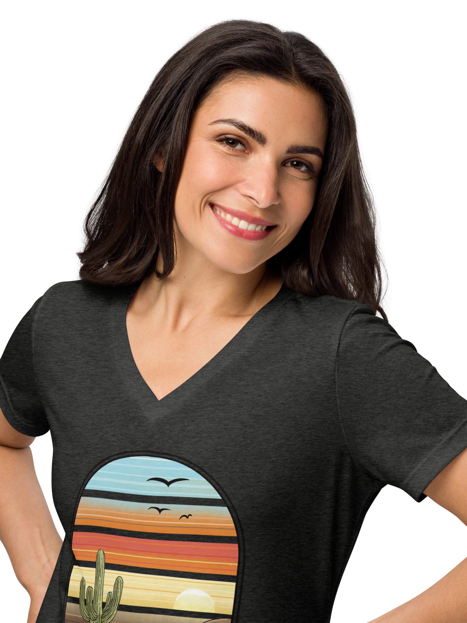 Women's Relaxed V-Neck T-Shirt - Break Free Cactus product image (3)
