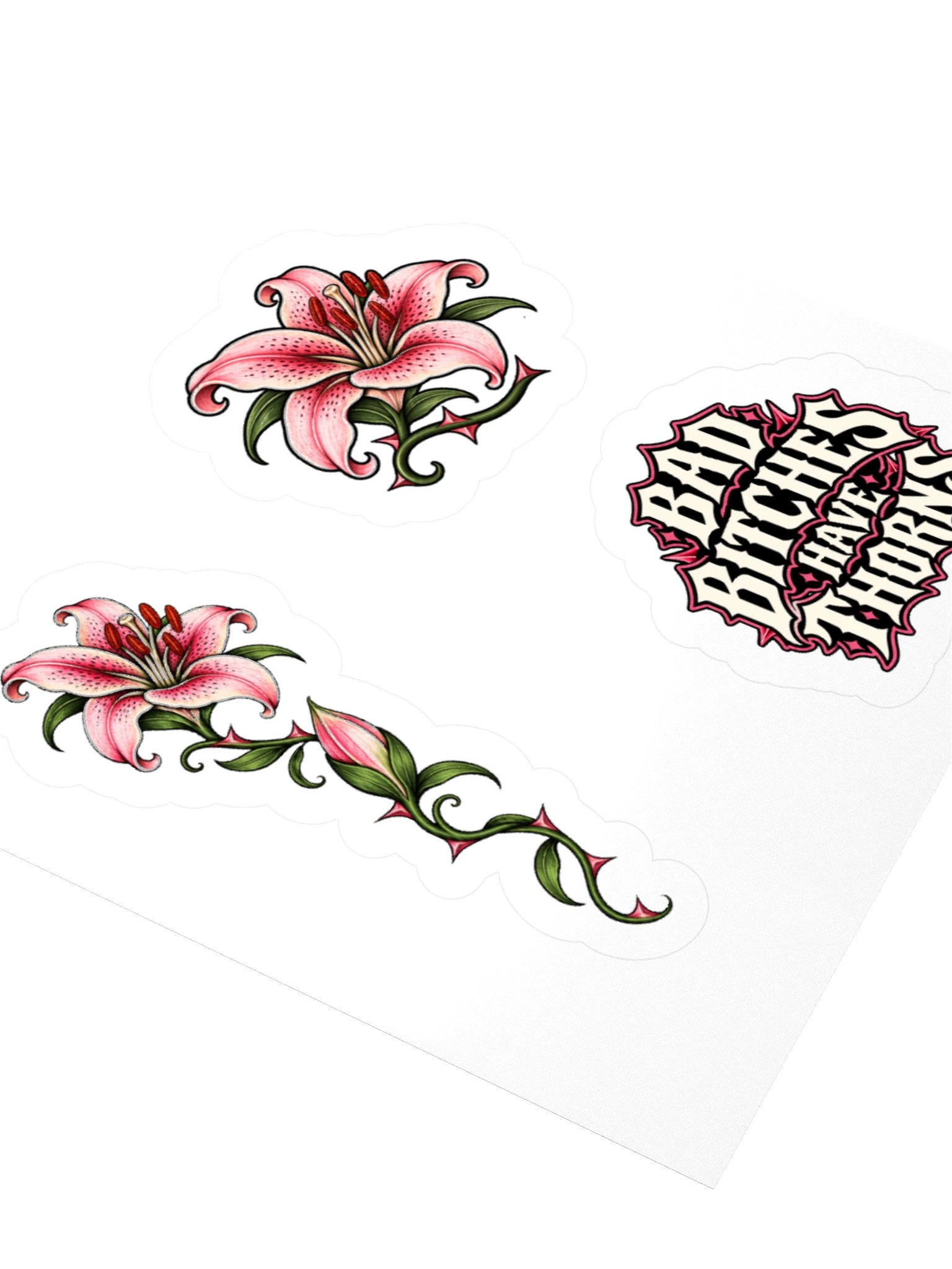Bad Bitches Have Thorns Lily Kiss Cut Sticker product image (9)