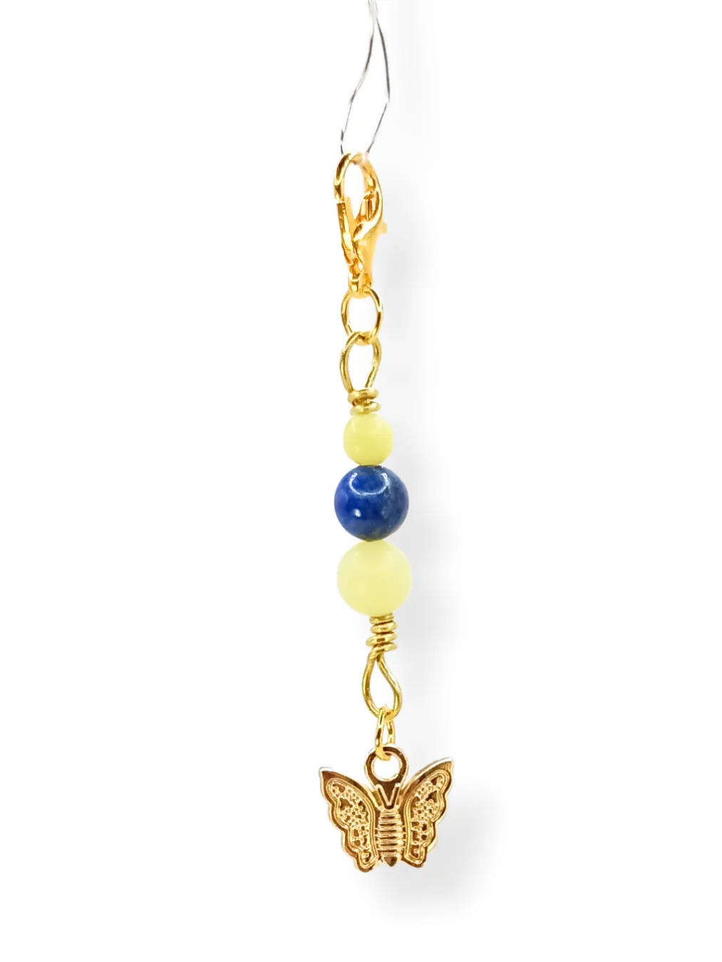 Butterfly Notebook Charm | Handmade, Lapis & Lemon Jade, Gold-Tone | Stitch Marker | Zipper Pull product image (1)