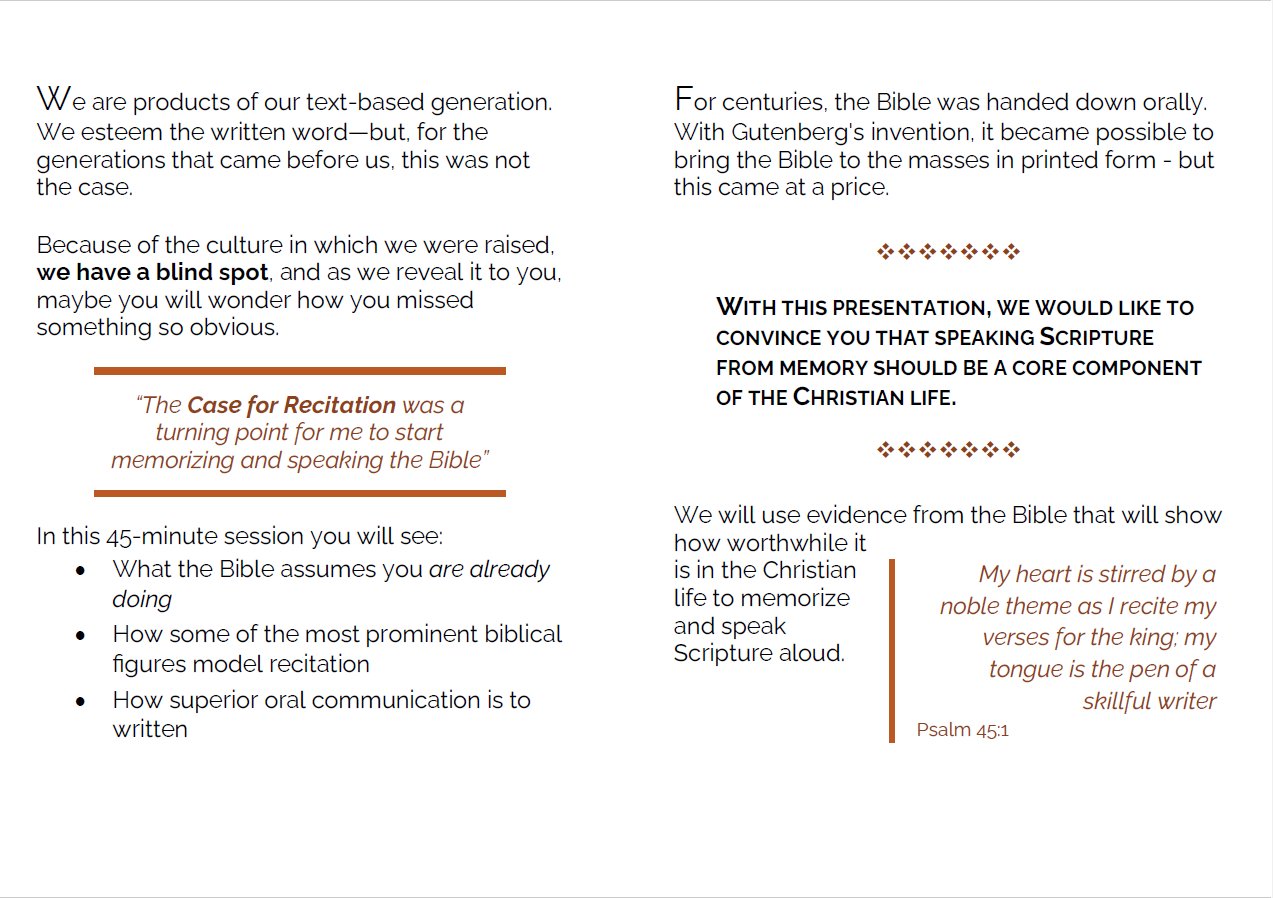 The Case for Recitation promo booklet - English product image (3)