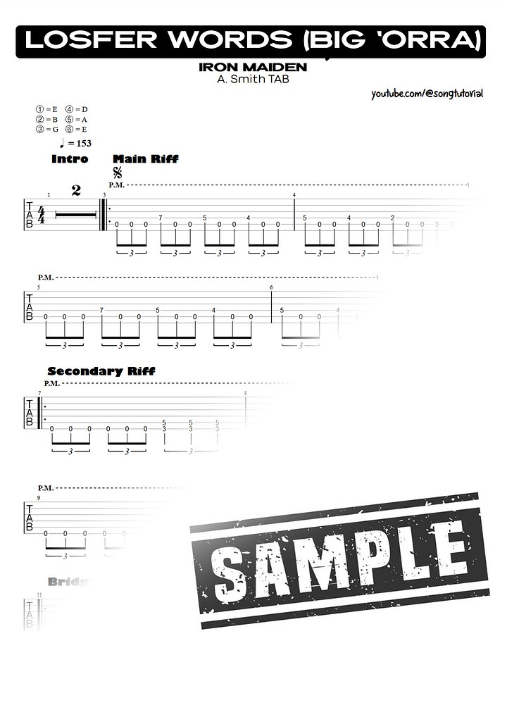 Losfer Words (Big 'Orra) PDF TAB + Backing Track MP3 product image (2)