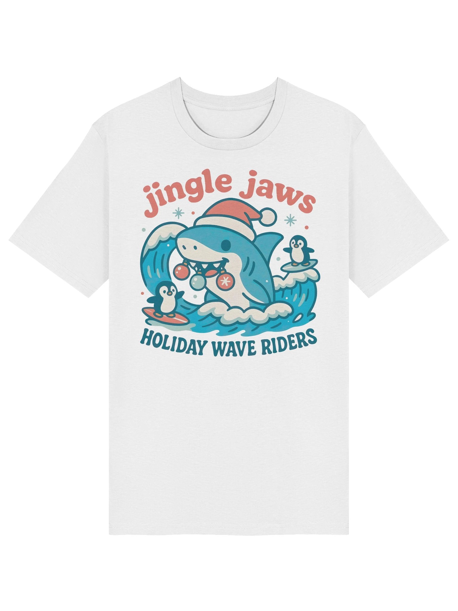 Jingle Jaws Holiday Wave Riders Organic T-Shirt product image (1)