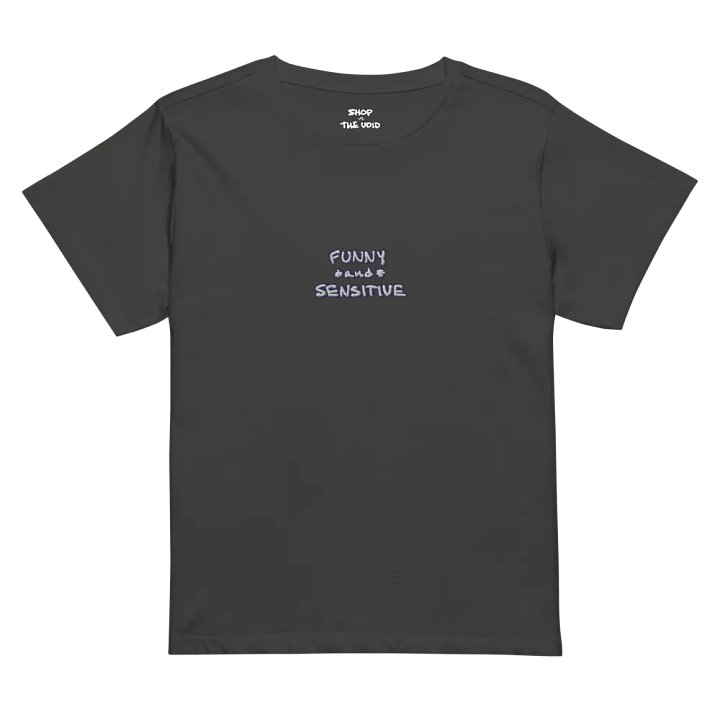 FUNNY *and* SENSITIVE (lined design) embroidered waist length t-shirt product image (21)