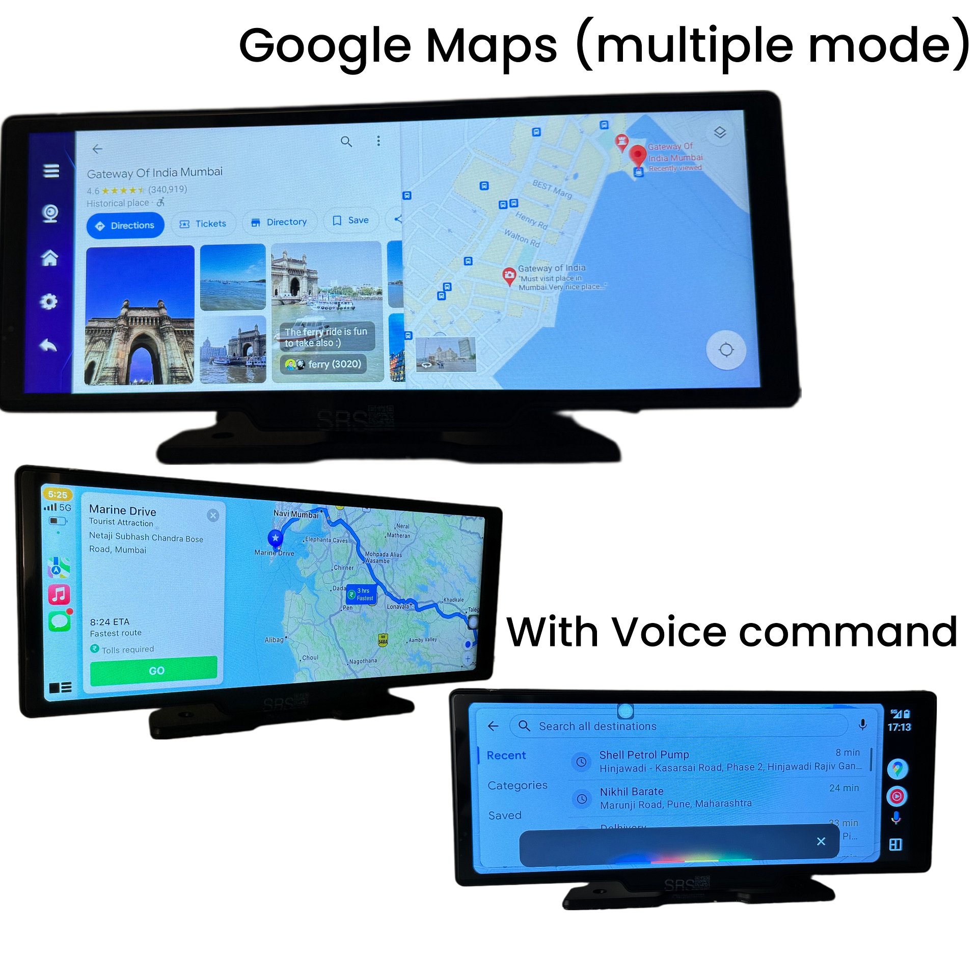 SRS ABSOLUTE dual 4G Dash Cam 8GB RAM Android14 ADAS Wireless CarPlay GPS+Live Video Bluetooth WIFI HotSpot 1TB MicroSD Supp Map-Apps-PlayStore-MultiTask Steering Control Split Screen-Gen4 product image (12)