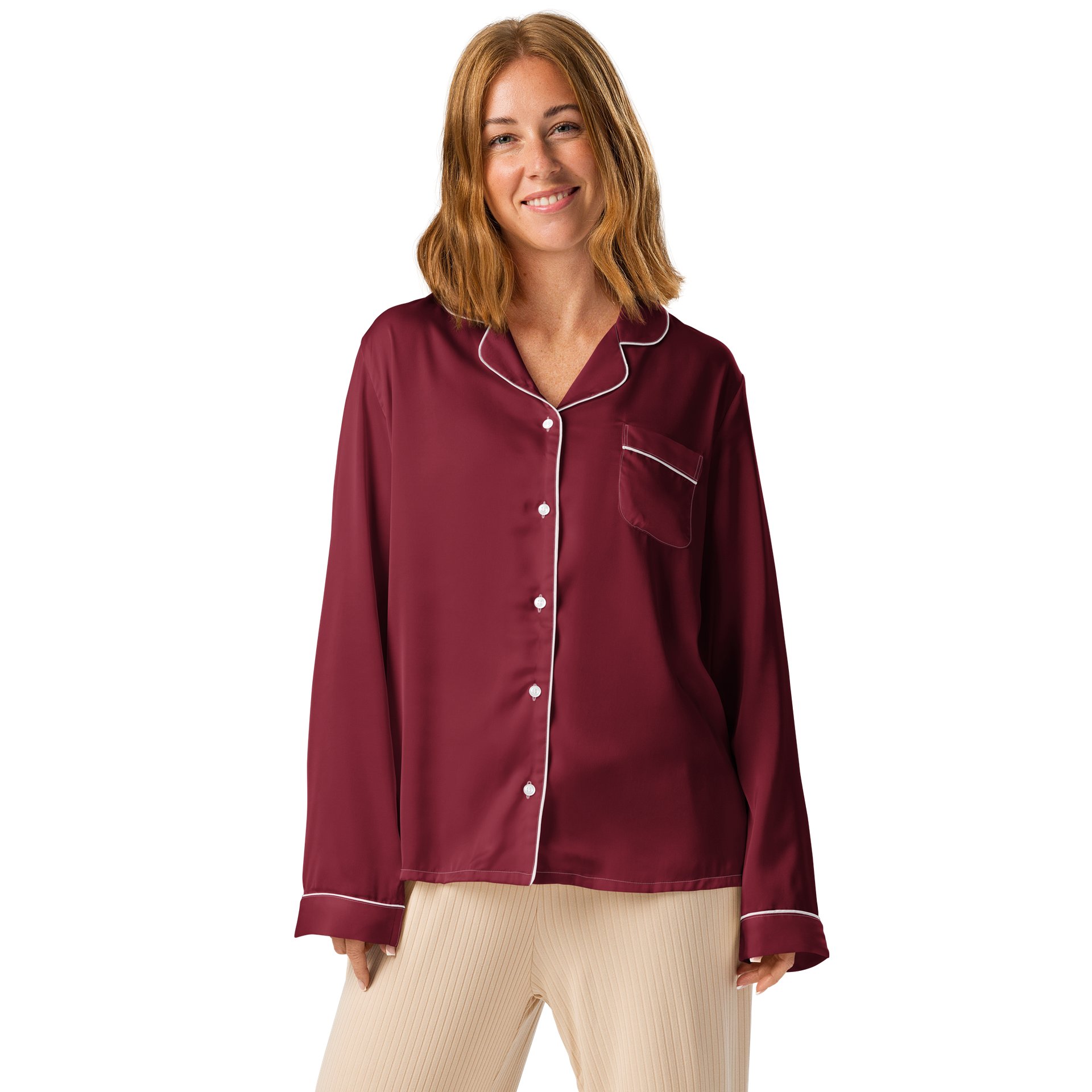 Elegant Maroon Silky Pajama Top product image (1)
