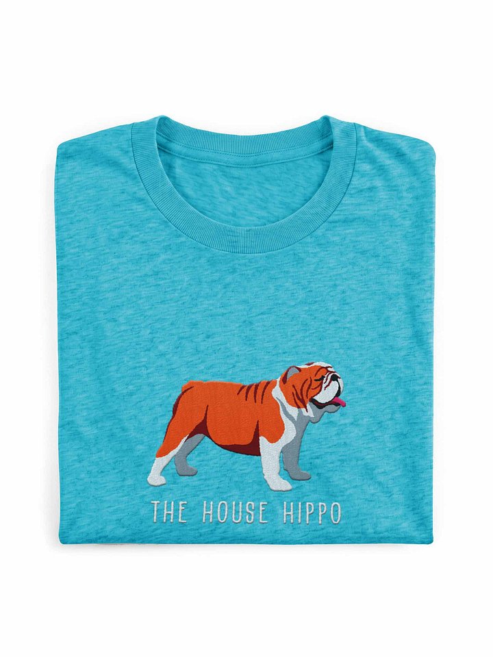 The House Hippo T-Shirt(Embroidered) of an English Bulldog(Red & White) product image (1)