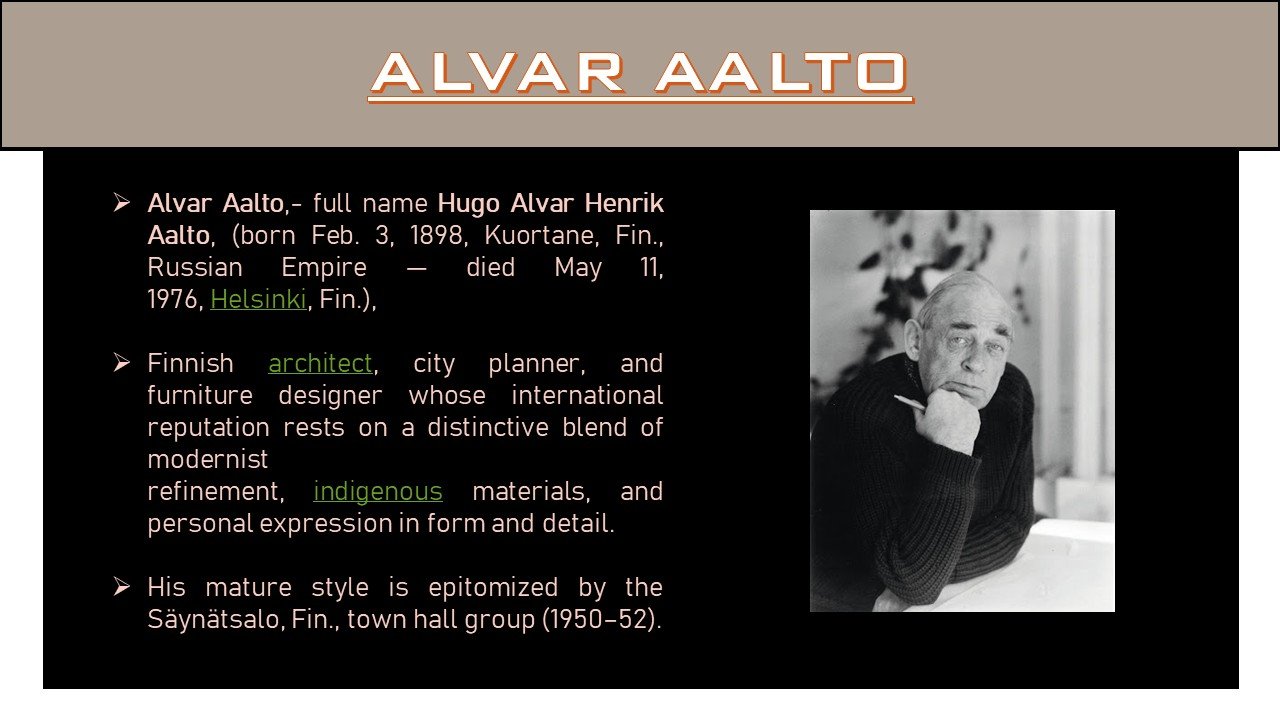 "Alvar Aalto: Master of Modern Organic Architecture – Complete PPT for Architecture Students" product image (1)