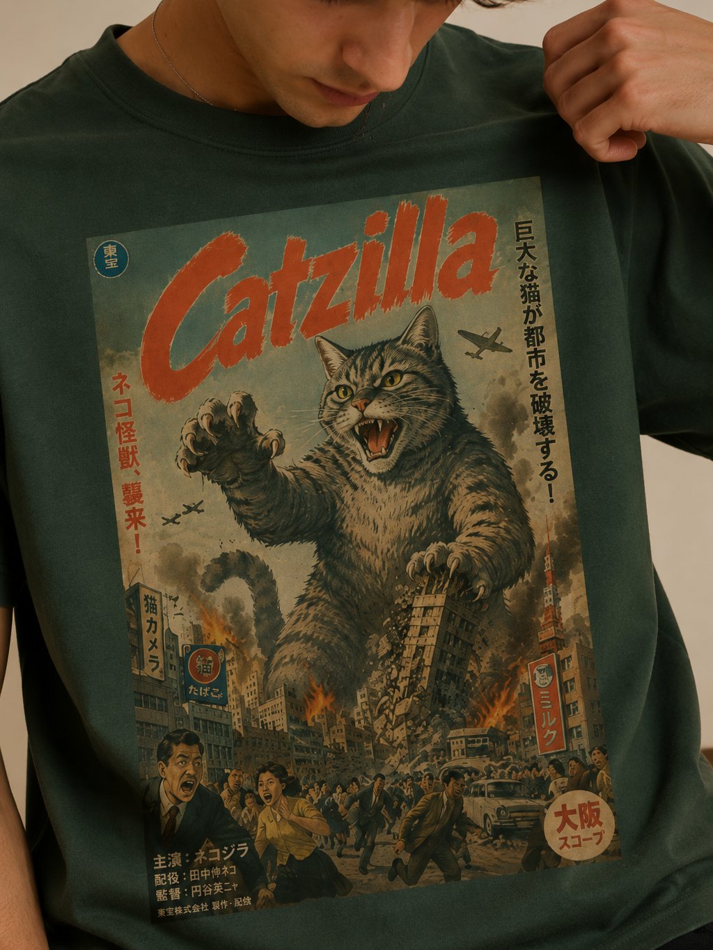 Catzilla Giant Cat Monster T-Shirt – Retro Japanese Kaiju Cat Meme Tee for Cat Lovers product image (2)
