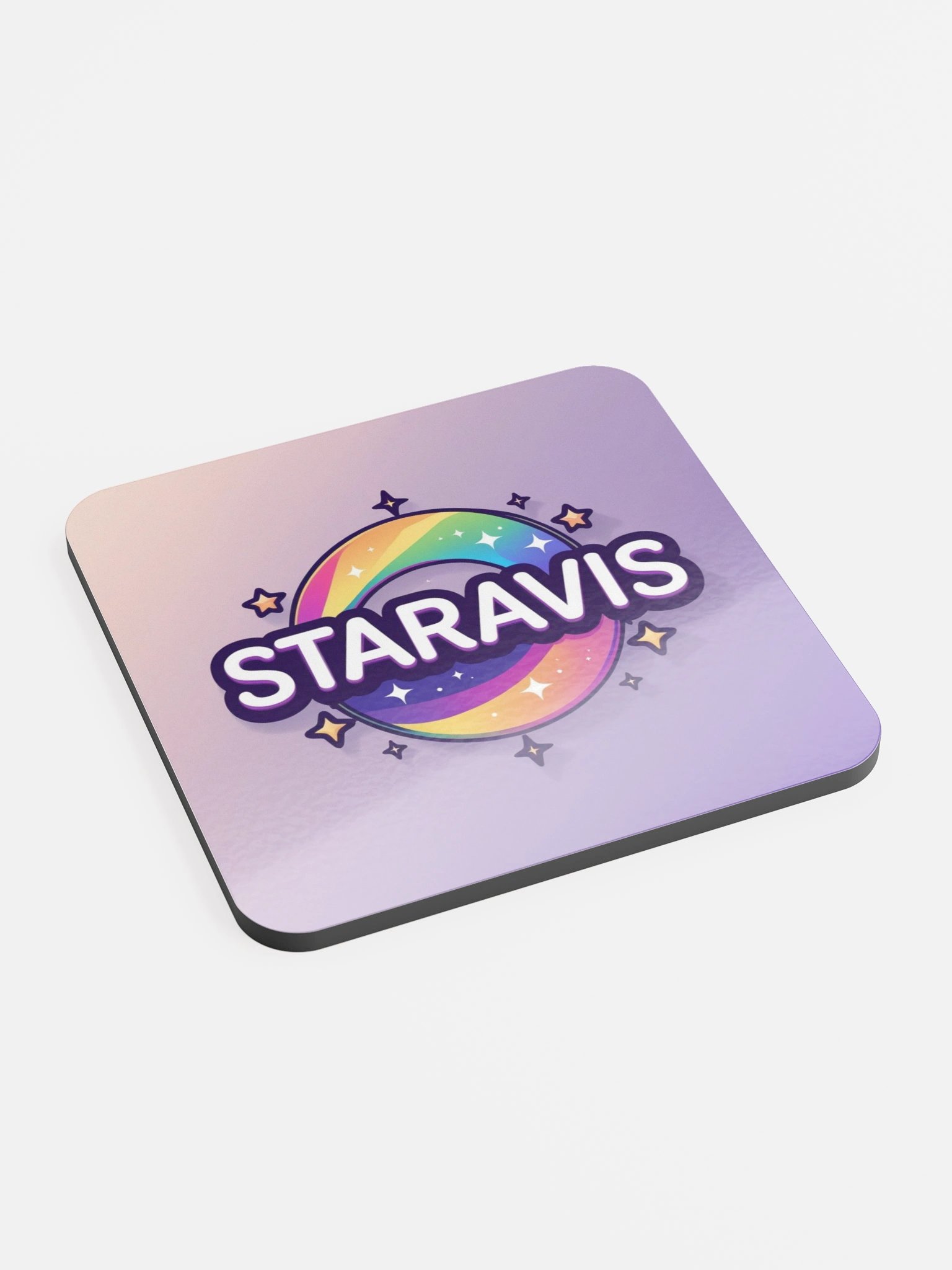Rainbow Star Glossed Cork Coaster product image (2)